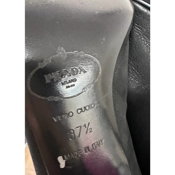 Prada Calzature Donna NIB vtg Stiletto heels nero black Perf Size 37.5/7.5 RARE - Picture 8 of 12